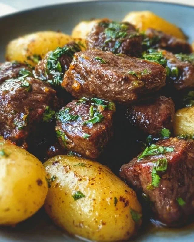 Garlic Butter Beef Bites with Potatoes