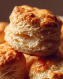 Freshly baked homemade biscuits on a wooden table