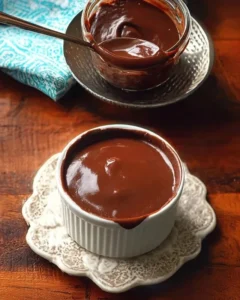 Bowl of homemade chocolate pudding topped with chocolate shavings