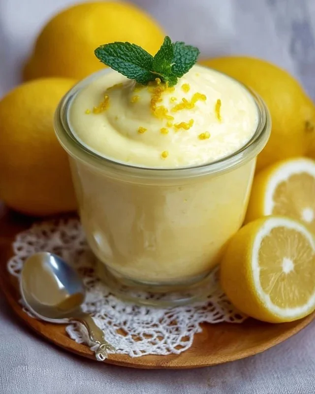Delicious homemade lemon pudding made with fresh lemons in a bright bowl