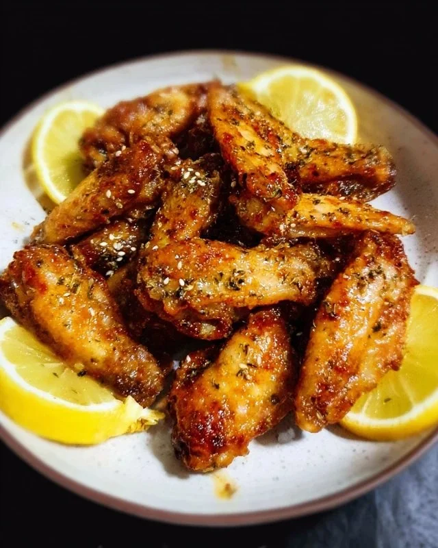 Delicious Honey Lemon Pepper Wings served on a plate
