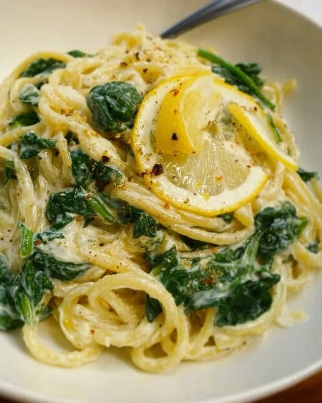 Lemon ricotta pasta & spinach