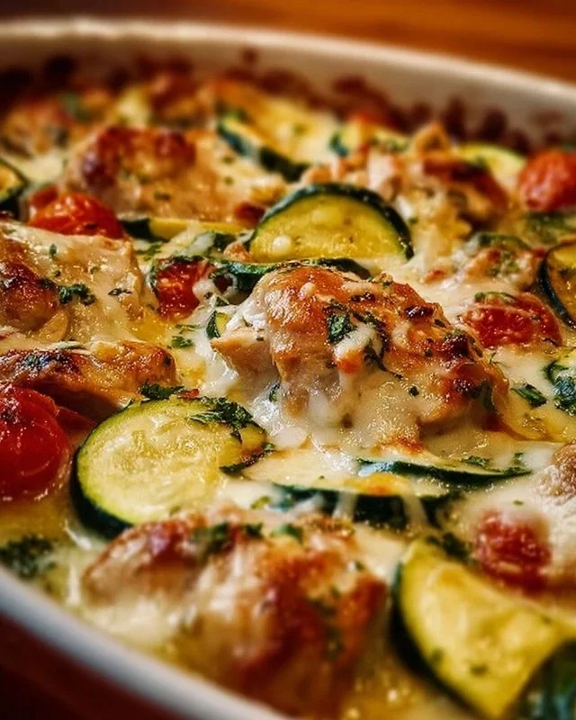 Mediterranean Chicken Zucchini Bake