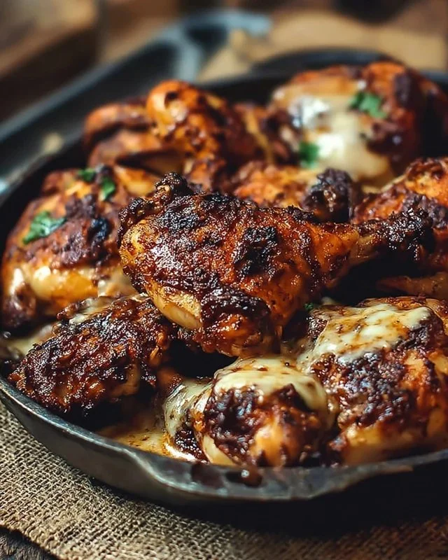 A plate of Mississippi Mud Chicken, featuring rich sauces and garnishes.