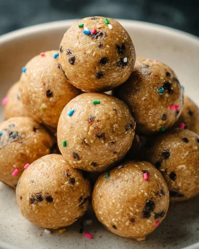 No Bake Cake Batter Protein Balls, healthy snack packed with protein