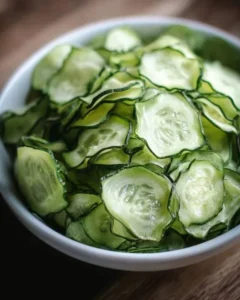 Plate of salt and vinegar cucumber chips for a healthy snack
